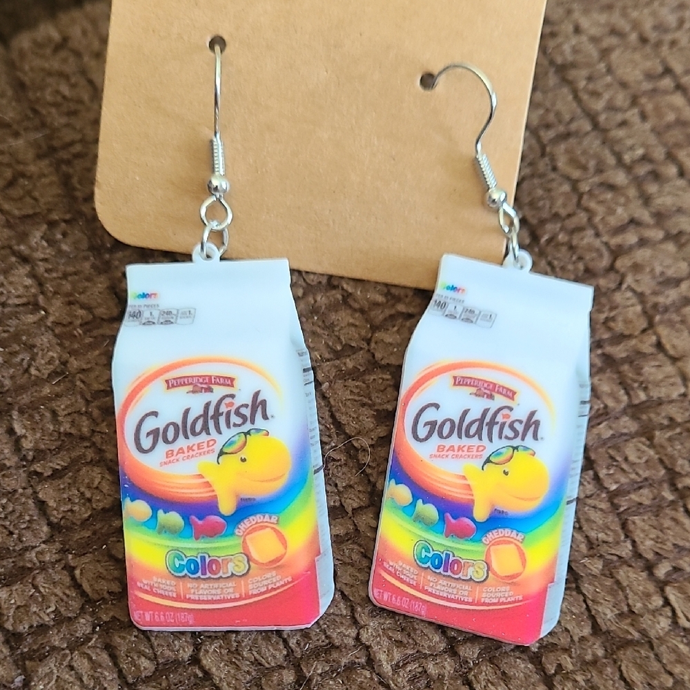 - Goldfish Snack Bag Earrings